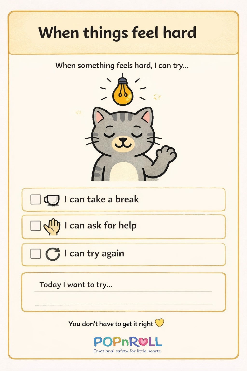 When Things Feel Hard - Calm Coping Choices Printable (A4)