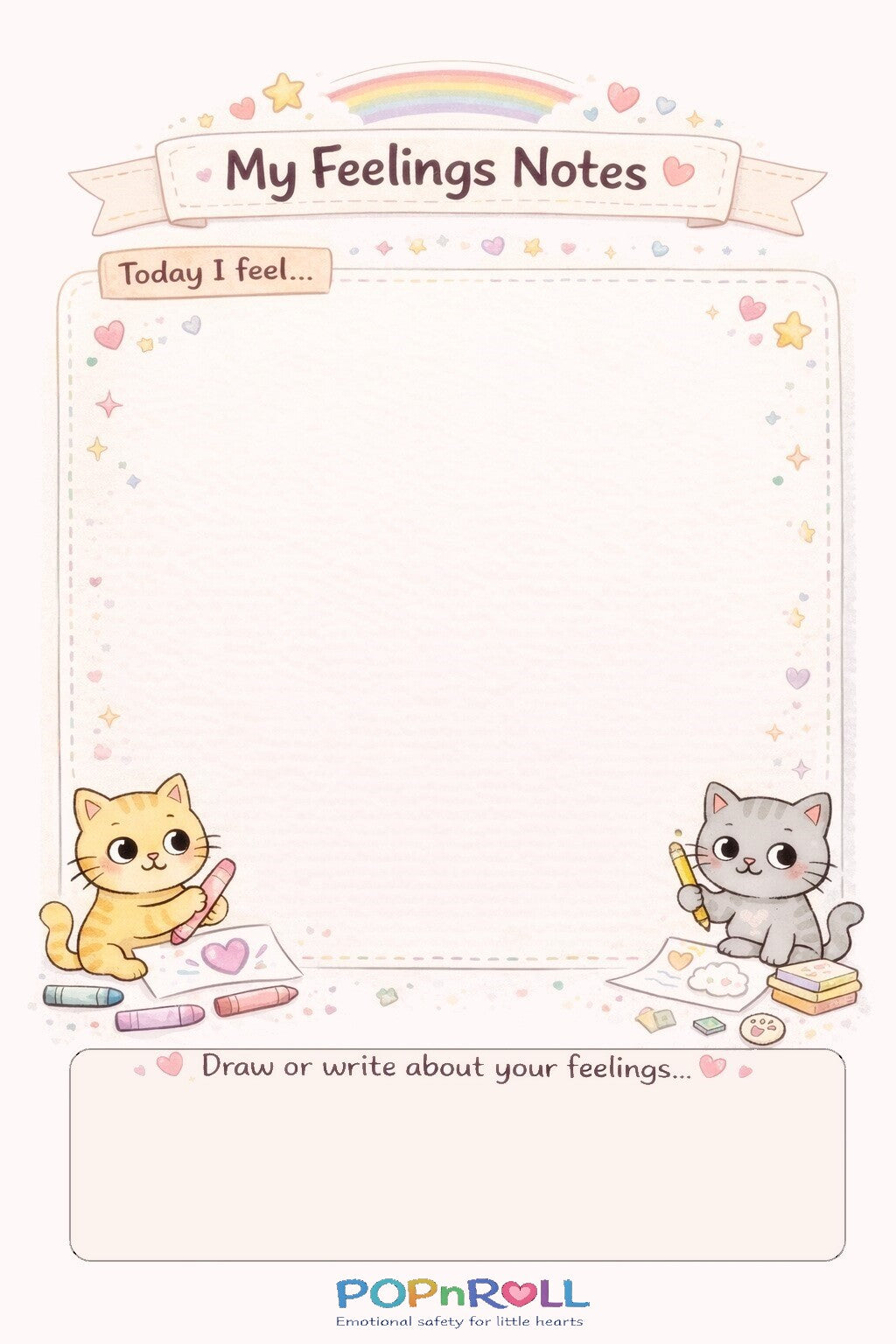 My Feelings Notes-Open Emotional Expression Printable for Kids (A4)